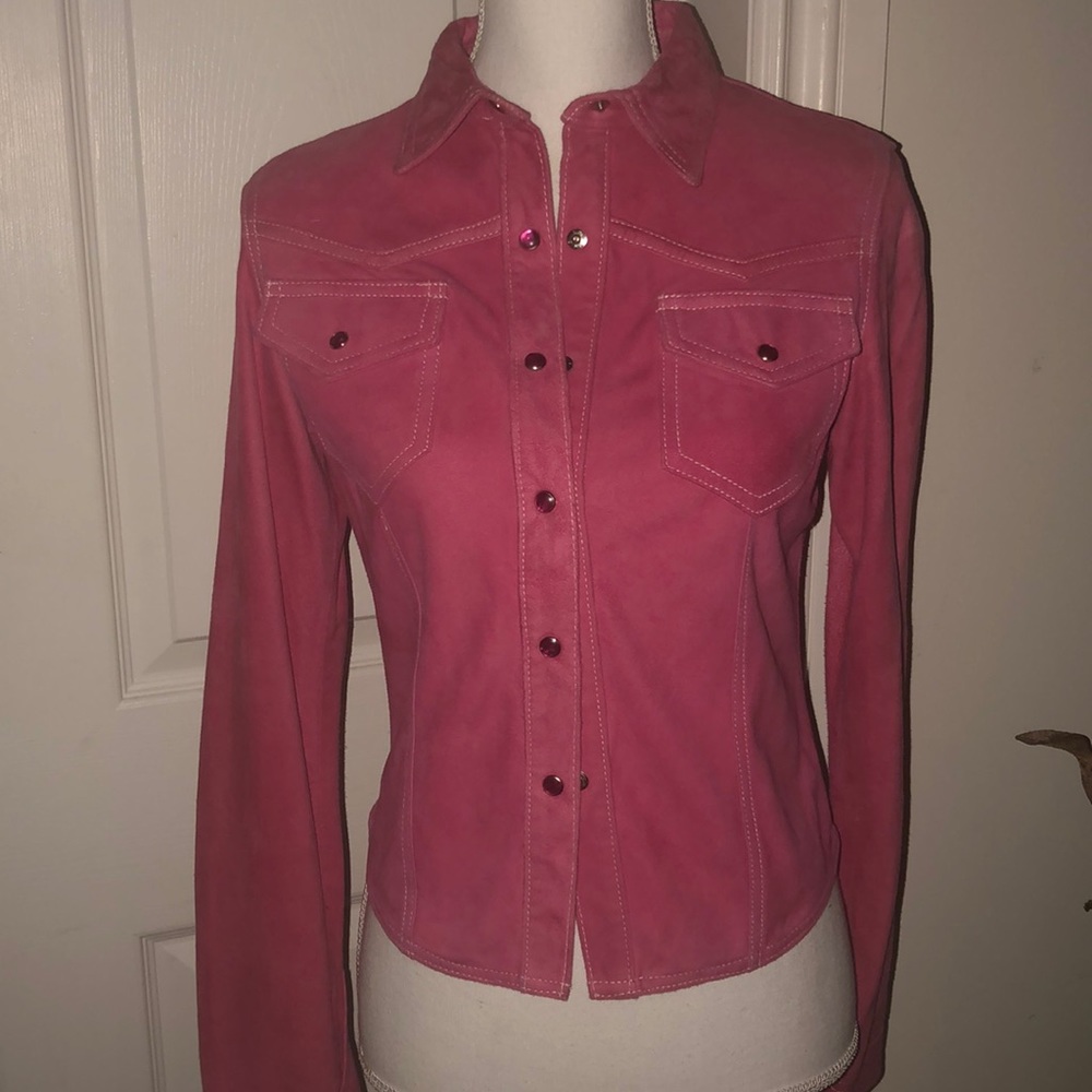 Alan Michael Hot Pink Suede Shirt NEW